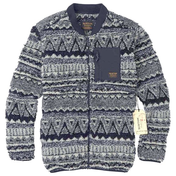 NEW Burton Grove Sherpa Fleece Jacket! Blue Design Full Zip Chest Pocket  Knubby - Picture 2 of 3